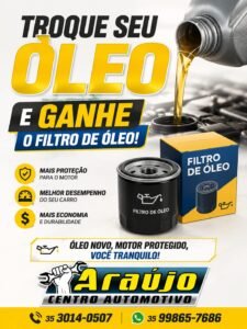 Filtro grátis na troca de óleo completa do seu veículo